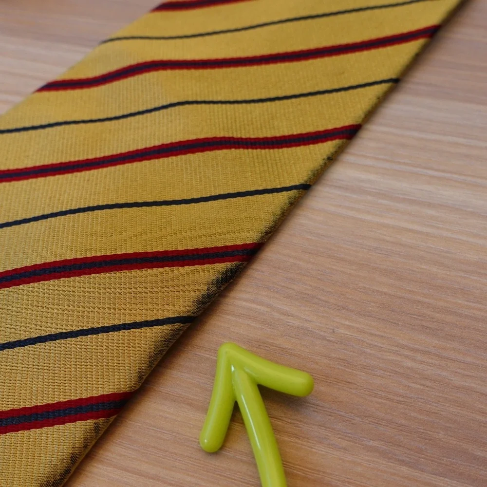Gold Repp Stripe Neck Tie Mens Yellow STEFANO BERNARDI Regimental Silk Italian